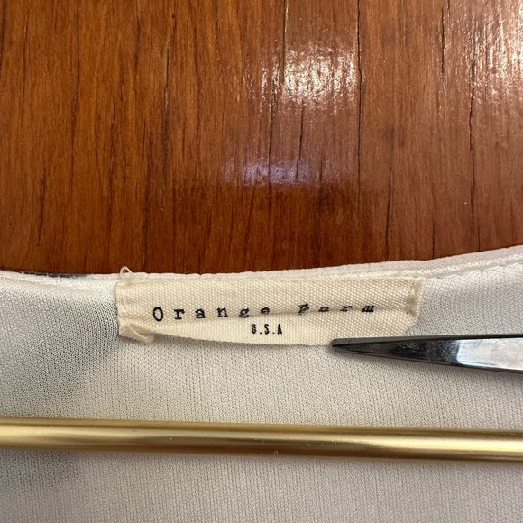 Women’s Orange Farm USA Dress White Blue Floral Size S Flowy Maxi Wedding Guest - Picture 9 of 9